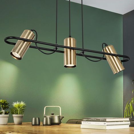 ZMH Suspension Vintage Salle à Manger - 3 Flammes GU10 Or Pivotant 150° Lampe de Salle à Manger Industrielle Réglable en Hauteur Lampe de Cuisine pour Salon Chambre à coucher (1/5)