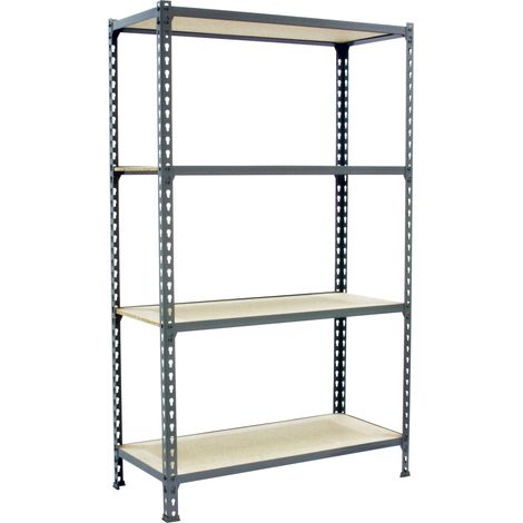 SimonRack Scaffale Portaoggetti, 1500x1000x400 mm, 4 Ripiani in Legno, Portata 150 kg per Ripiano, Scaffale da Garage, Grigio/Legno – Maderclick