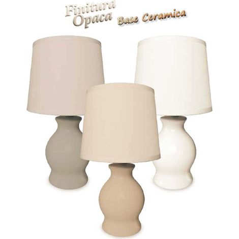 Lampada da Tavolo con base in ceramica bombata opaca 26 cm 3 Colori (1/2)