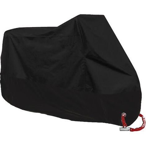 Funda impermeable para motocicleta de exterior 190T – Antirrobo – 265 x 105 x 125 cm – Incluye bolsa de almacenamiento – Negra (1/5)