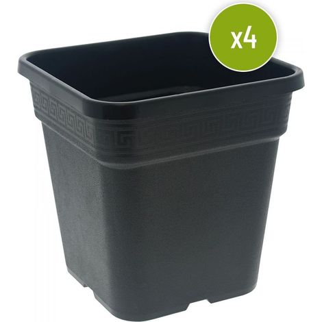 Lot de 4 POTS CARRE NOIR 36.5 x 36.5 x 36 cm - 30 L