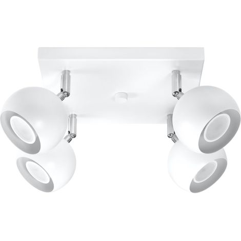 Lámparas de techo Oculare blanco acero 4xGU10 25cm Sollux (1/2)