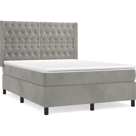 Maison Exclusive - Giroletto a Molle con Materasso Grigio Chiaro 140x190cm Velluto