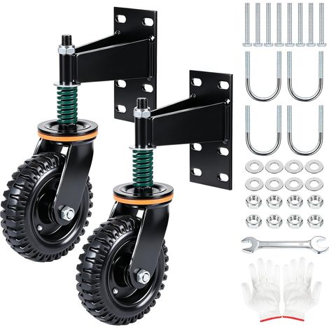 2pcs Roulette de Portail Lourd avec Ressort 150mm, 230kg Capacité Roulette Portail Coulissant avec Ressorts Amortisseurs, Rotation 360°, Roue Portail pour Portes en Bois et en Métal, Clôtures (1/5)
