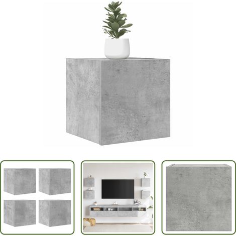 vidaXL Muebles de salón de pared 4 uds gris hormigón 30,5x30x30 cm (1/5)