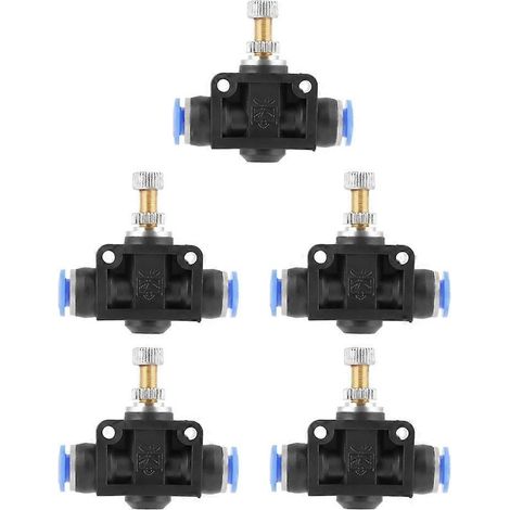 5 Stück/Set Push-In-Drehzahlregler, 6-mm-Anschluss für pneumatische Luftstromregelung