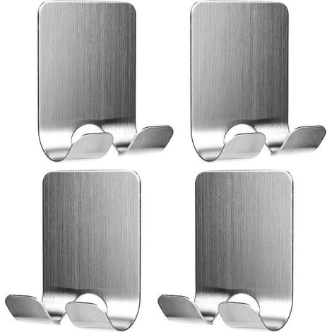 Crochets muraux de salle de bain en acier inoxydable - Porte-rasoir et porte-brosse à dents multifonctionnels (lot de 4)