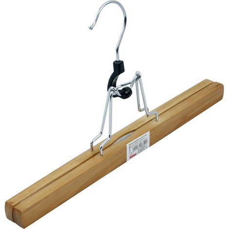 Percha madera con pinza metálica 30 cm