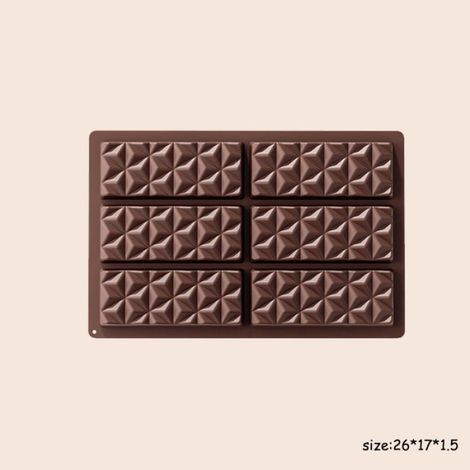 Moule à Tablette Chocolat - - Silicone - 26x17x1.5 cm - Antiadhésif - 6 Cavités (1/5)