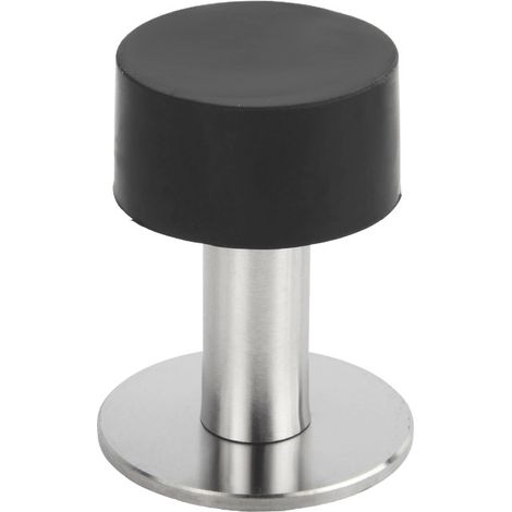 Butée de porte en caoutchouc et acier inoxydable, support anti-perforation, fixation murale au sol, sans clous (1/4)