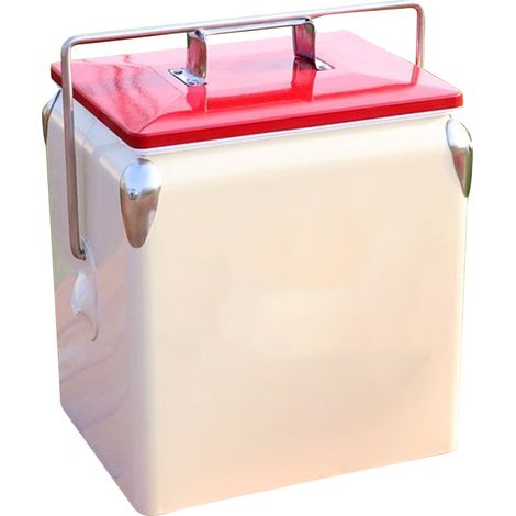Mini-frigo rétro cola 13L, glacière portable de voyage pour camping pique-nique, couleur thé au lait, 38x32x24cm. (1/5)