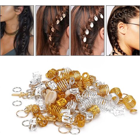 120 perles pour tresses dreadlocks, anneaux décoratifs cheveux, accessoire mode coiffure ethnique (1/5)