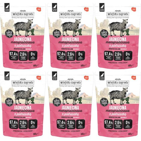 Wiejska Zagroda nourriture humide pour chiens monoprotéine d'agneau 6x500g (1/5)
