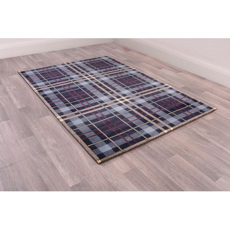 Tartan Highland Check Pattern Blue Rug 120 x 170 cm (4'x5'6") (1/4)