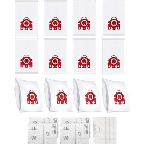 Pack de 12 sacs 3D Airclean compatibles avec les aspirateurs Miele 3D FJM. pour les séries Complete C1. Compact C1. Compact C2. S6. S4. S700. S500. S300. S200. avec 4 filtres. (1/4)