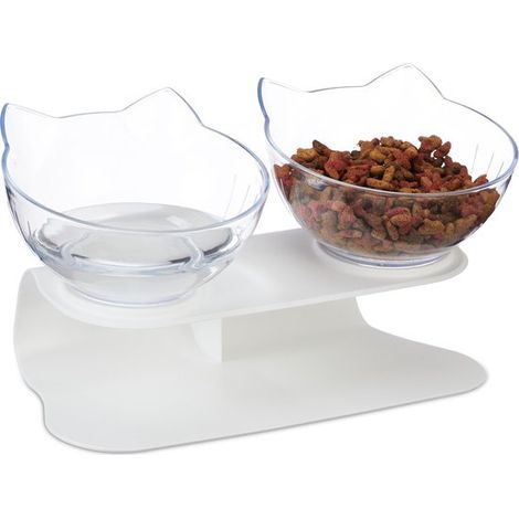 Comedero elevado para gatos (para comida y agua) - 500 ml - con soporte (1/5)