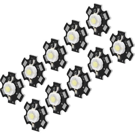 Lot de 10 LED ultra-lumineuses 3V à LED blanches (6500K, 1W) pour plafonnier, spot encastré, lampe torche ou lampe de table. (1/5)