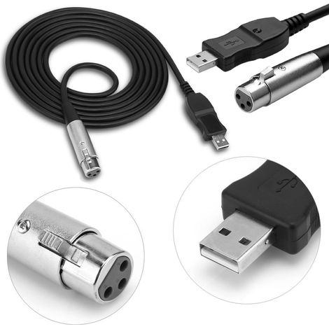 Cavo di interfaccia per microfono XLR a USB per PC, adattatore audio da 3 m Canon XLR (1/5)