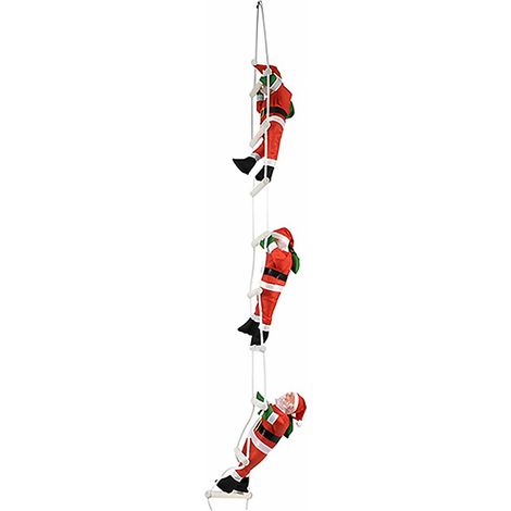 Set 3 Babbi Natale rossi Su Scala 75cm con 40 Luci LED Decorazione Natalizia new  si arrampicano Interno Esterno casa balconi finestre terrazze Decorativo Natalizio