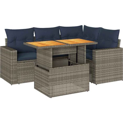 Maison Exclusive - 5-tlg. Garten-Sofagarnitur mit Kissen Grau Pol
