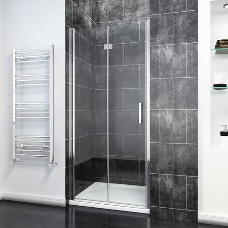 800x1200mm ELEGANT Bi-Fold Shower Door Glass Shower Enclosure Reversible Folding Cubicle Door with Rectangular SMC Tray and Waste Trap (1/6)