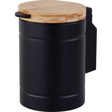 Papelera de pared de 3 litros para cosméticos, color negro – Tapa de cierre suave (1/5)
