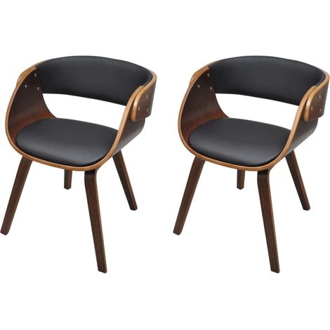 Maison Exclusive - Esszimmerstühle 2 Stk. Braun Bugholz und Kunst