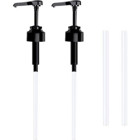 Pack of 2 Dosing Pumps for 5-liter Canisters, Empty Pump Bottles (Black), Reusable 38 cm Plastic Empty Pump Bottle Replacement for Bathroom Liquid Seasoning Containers (1/5)