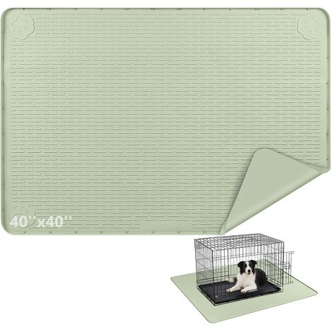 Tapis de parc en silicone pour chien avec bord surélevé, lavable, imperméable, anti-fuite, protège le sol (vert, 101,6 x 101,6 cm) (1/5)