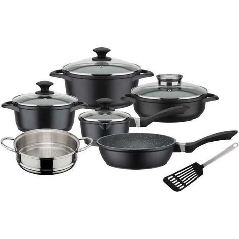 GSW Gourmet Granit batería de cocina negra 10 piezas