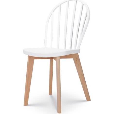 Sedia da pranzo EMY bianca con gambe in legno