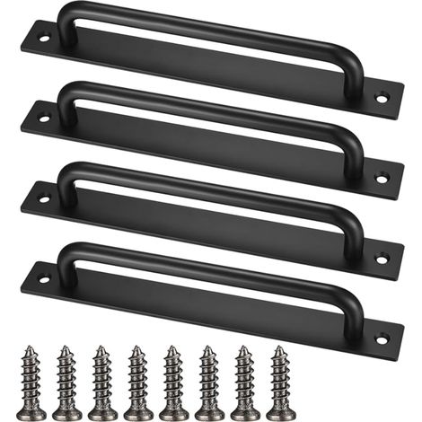 Poignée de Porte de Grange, Coulissante Noire, Poignées avec Vis, Armoire Aluminium pour Placard Cuisines Meubles Chambre (1/5)