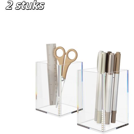 Lot de 2 porte-crayons et organisateurs de rangement en acrylique transparent pour cosmétiques salle de bain et cuisine (1/5)