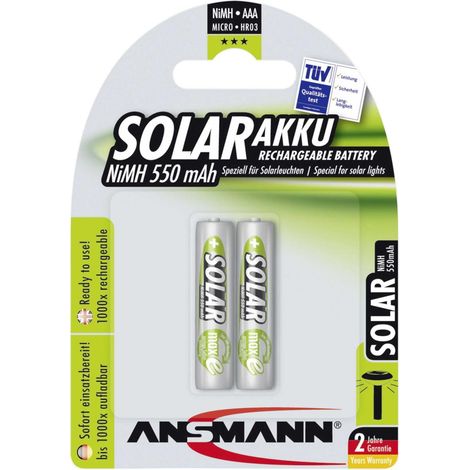 ANSMANN Solar - Batterie 2 x AAA-Typ - NiMH - (wiederaufladbar) - 550 mAh