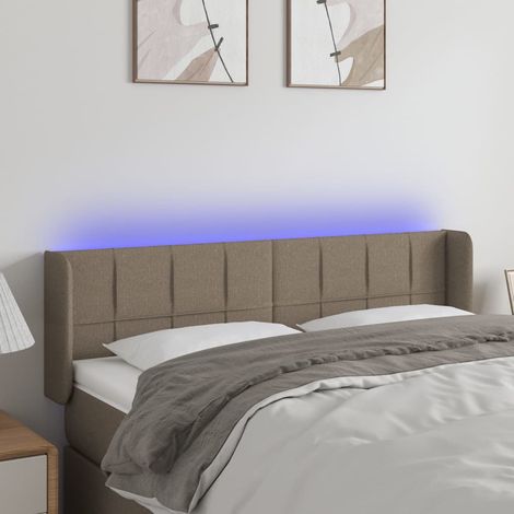 Armoire de tête de lit Tête de lit à LED, Hauteur réglable pour Chambre Taupe 147x16x78/88 cm Tissu -32277 (1/5)