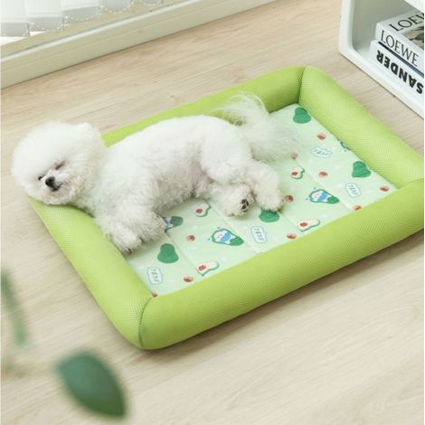 Panier d'été pour chien, tapis rafraîchissant et respirant pour animaux de compagnie, panier lavable pour chien (vert/70x52cm) (1/5)