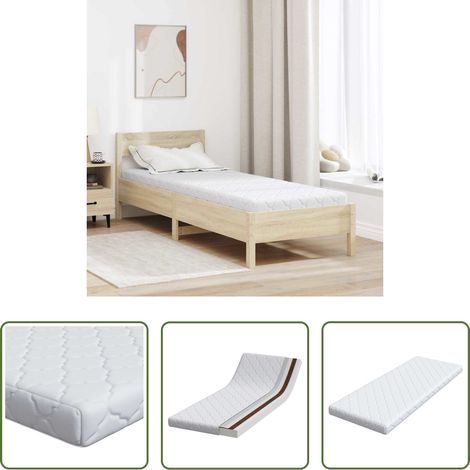 Matelas avec couche de coco - Matelas Blanc 70 x 200 cm Tissu jacquard (1/5)