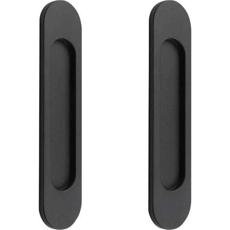 2 tiradores ovalados autoadhesivos para puertas correderas, de aleación de aluminio negro mate, sin necesidad de taladrar, para puertas correderas, ventanas de armarios, 148 cm. (1/4)