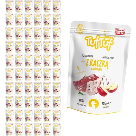 TufTuf Nassfutter für Hunde, Ente mit Apfel, 60 x 100 g Beutel (1/2)