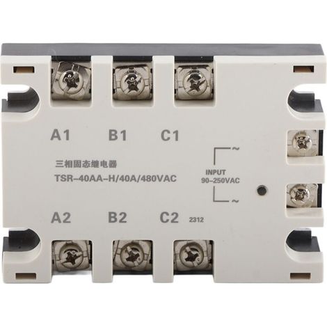 Relais statique triphasé 40A haute puissance - Entrée 90‑250V AC, Charge 24‑480V AC (1/5)