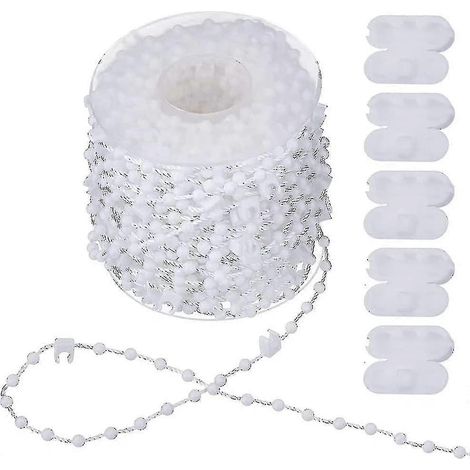 Chaînette de 20 m pour store vertical - Accessoires pour stores verticaux et 5 connecteurs de cordon - Chaînette inférieure pour lames de 89 mm, blanche (1/5)