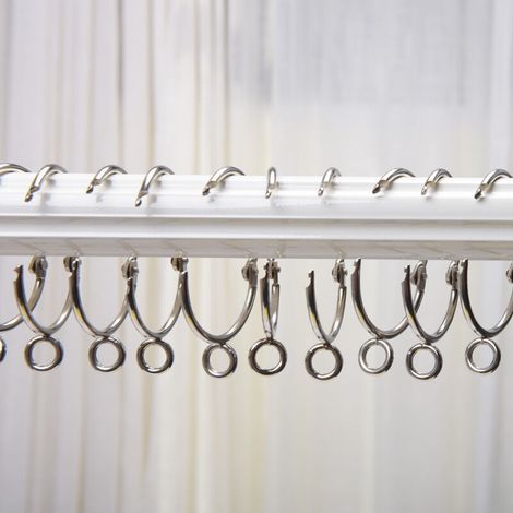 Set mit 10 offenen Metallgardinenringen mit dekorativen Ösen, silberfarben, 3,8 cm Innendurchmesser (1/4)