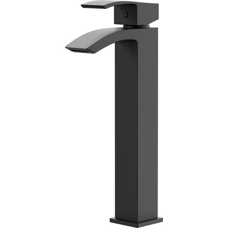 Colore Square Matt Black High Rise Basin Mixer Tap (1/5)