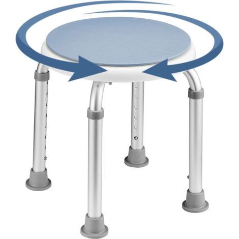 Tabouret de Douche, Chaise de Bain Légère, Tabouret de Bain Pivotant à 360°, Réglable en Hauteur sur 7 Niveaux, Pieds Antidérapants, Antidérapant, Sûr et Stable, pour Les Personnes Handicapées (1/5)