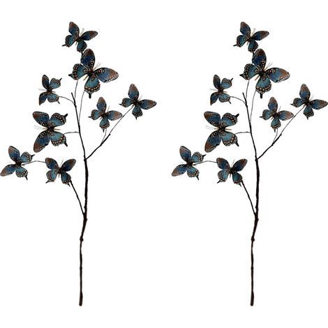 Arrangement Floral papillon artificiel, 2 pièces,-bleu tacheté (1/2)