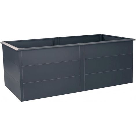 Bc-elec - SHWRB005 Hochbeet aus pulverbeschichtetem verzinktem Stahl, 200 x 100 x 77 cm � Anthrazit mit Schneckenschutzrand (1/5)