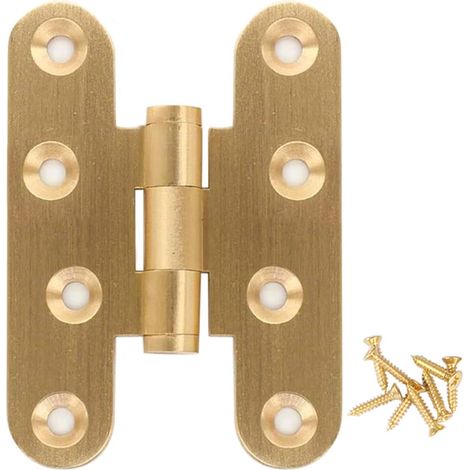 2 Charnieres Laiton Poli 60mm Portes Chene (1/5)