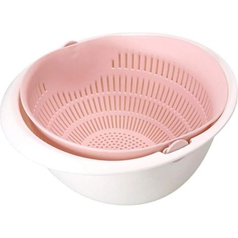 Panier à linge double couche pour la cuisine, rose (1/5)