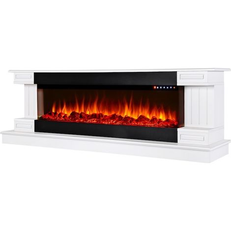 ART FLAME Cheminée électrique - Arizona & Dalas Maxi blanc - 1500 W - flamme multicolore + bûches & cristaux