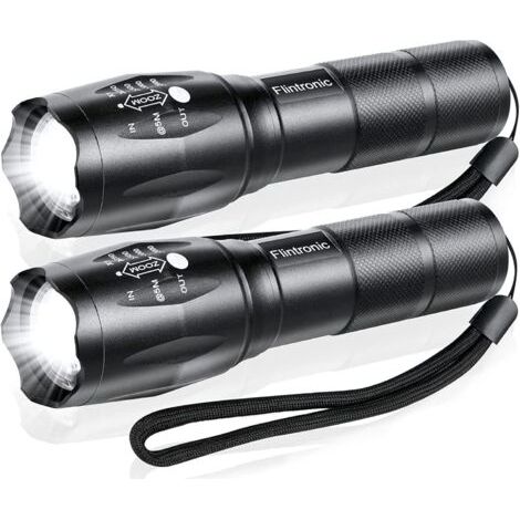 Sollbry Lampe Torche Ultra Puissante, 2PCS Lampe de Poche Portable, 3000 Lumens, 5 Modes Étanche Anti-Choc Zoomable Lumineux Lampe Torche LED pour Bricolage Extérieur et Conditions Extrêmes